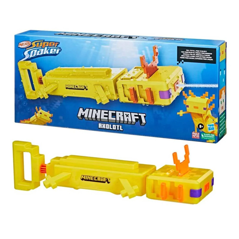 Minecraft Nerf Super Soaker Glow Squid Axolotl Water Gun - ألعاب